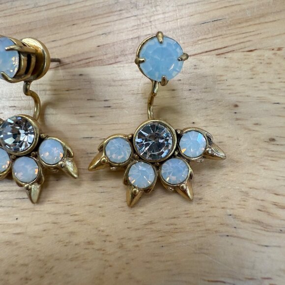 Stella & Dot Gold-Tone Crystal & Moonstone Spike Jacket Style Earrings - Picture 4 of 9